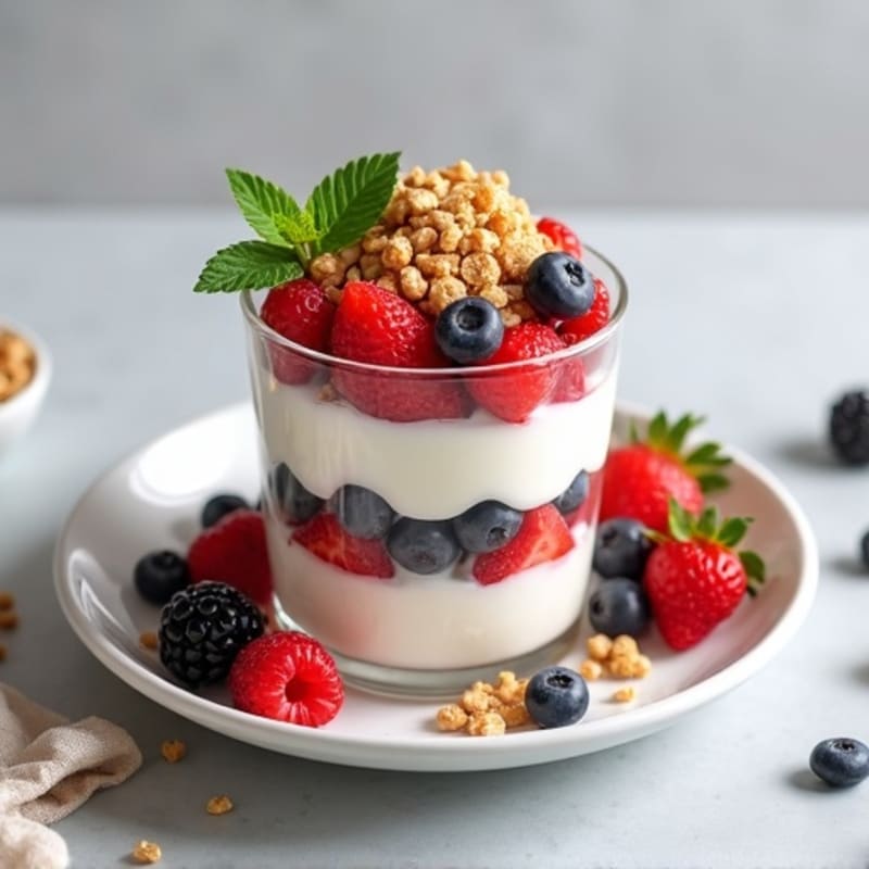 Creamy Greek Yogurt Parfait with Berries and Protein Crunch