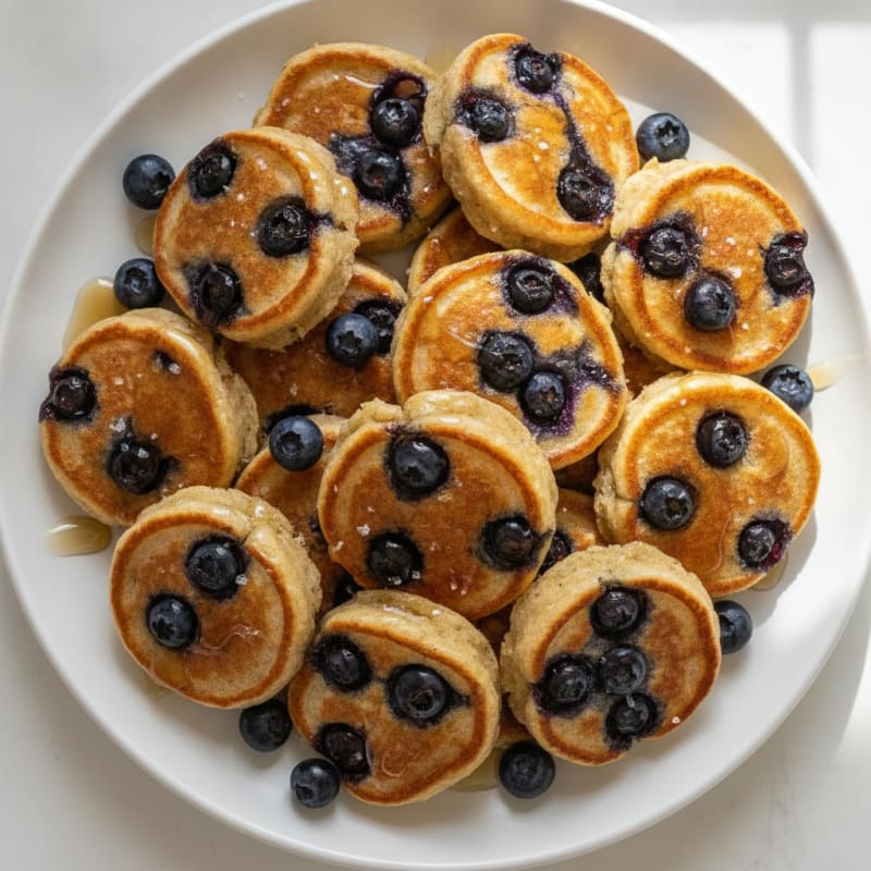 Blueberry Pancake Bites with Maple Drizzle