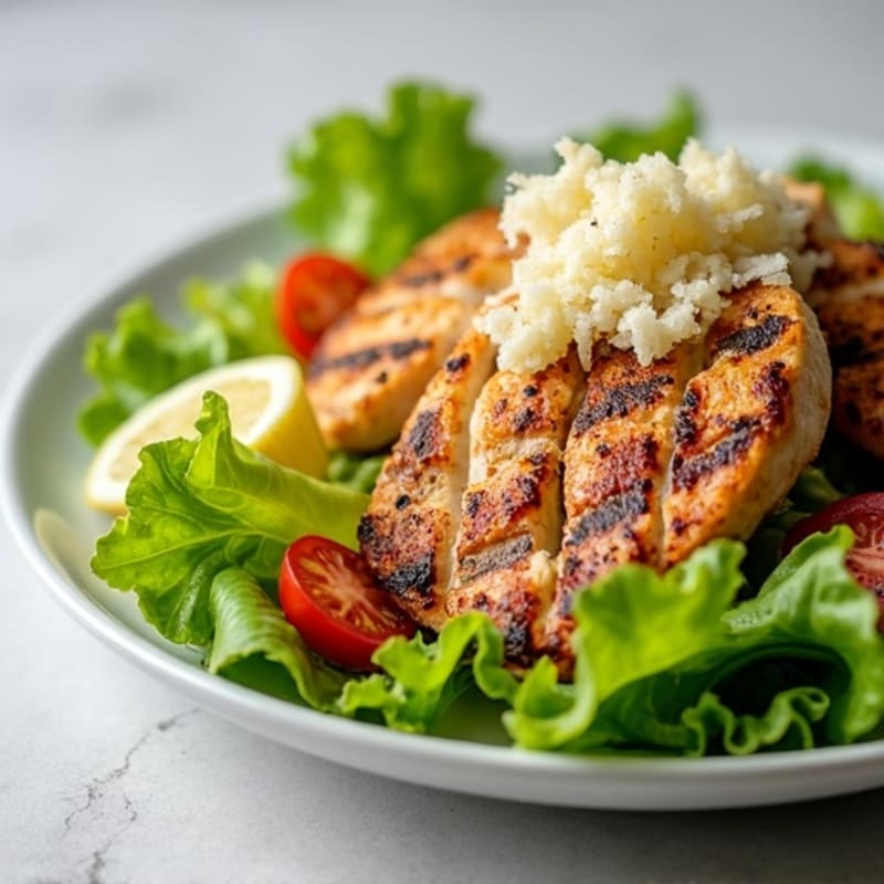 Grilled Chicken Caesar Salad with Crispy Romaine