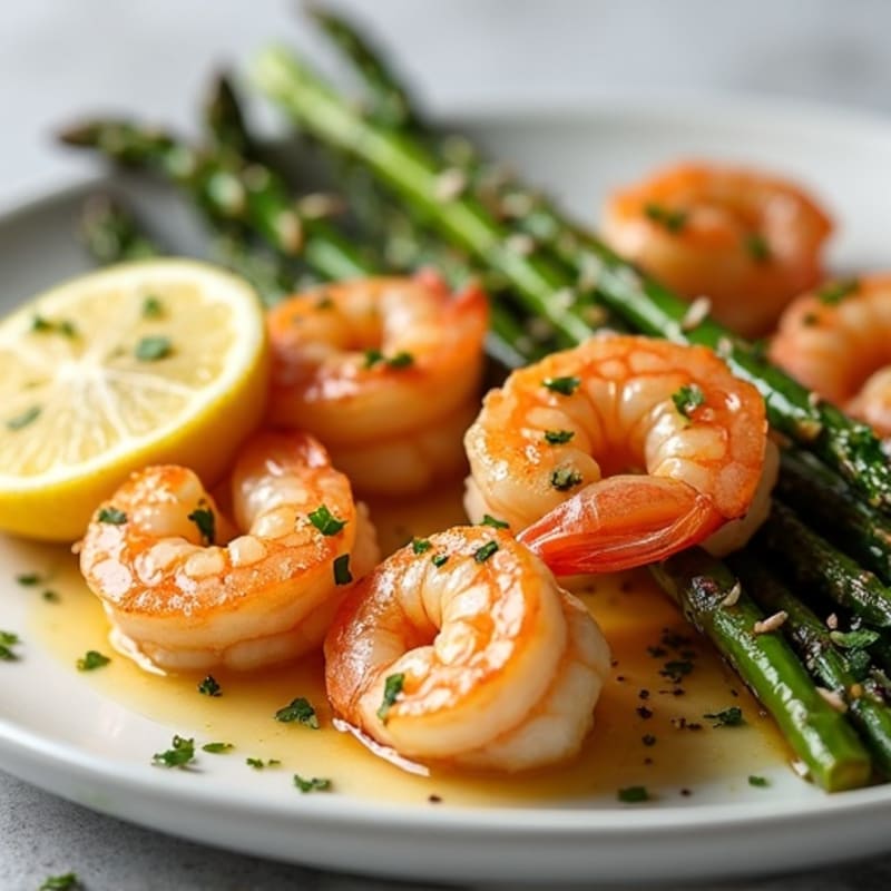Pan-Seared Lemon Garlic Shrimp with Roasted Asparagus