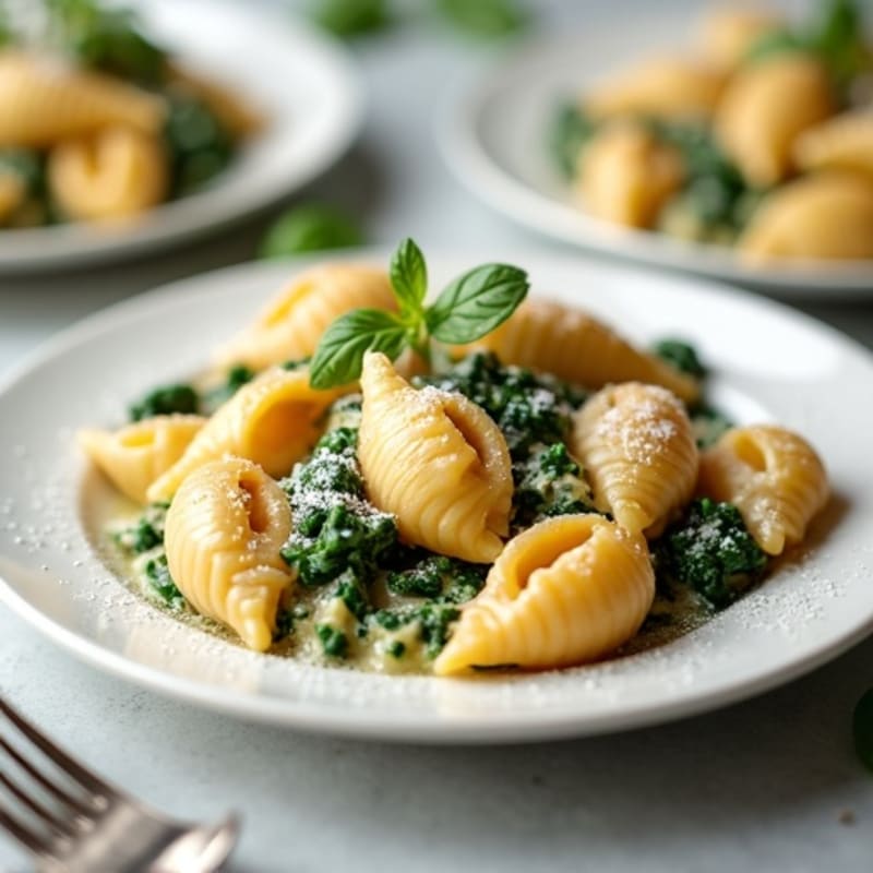 Creamy Spinach Ricotta Baked Shells