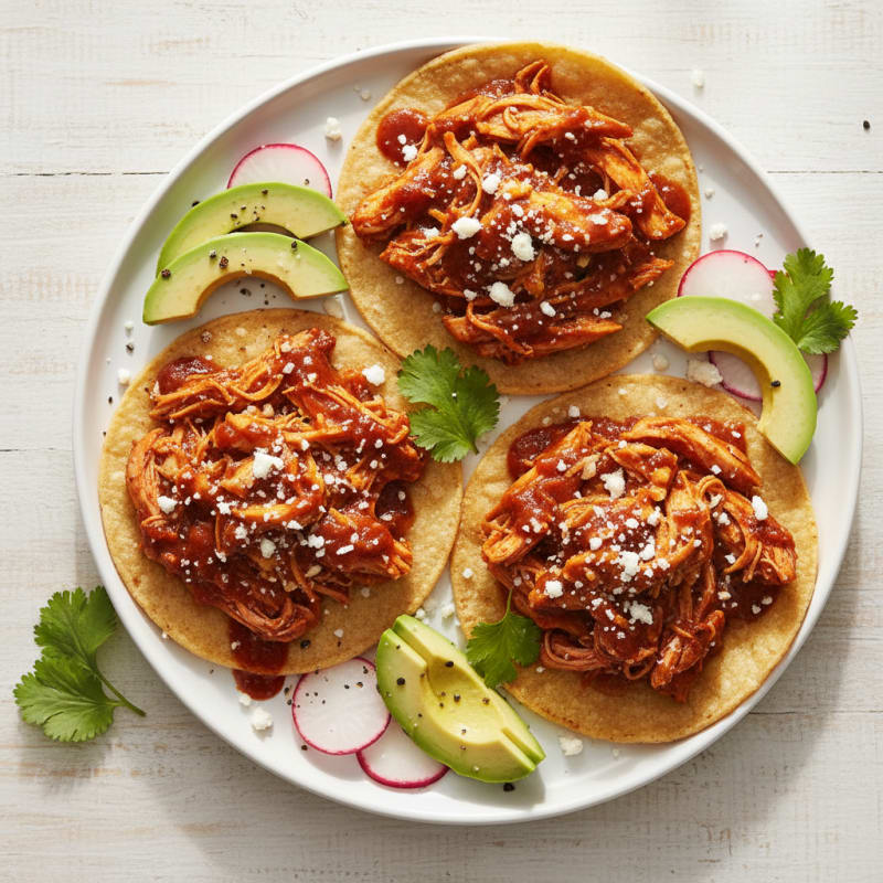 Chicken Tinga Tostadas with Cotija