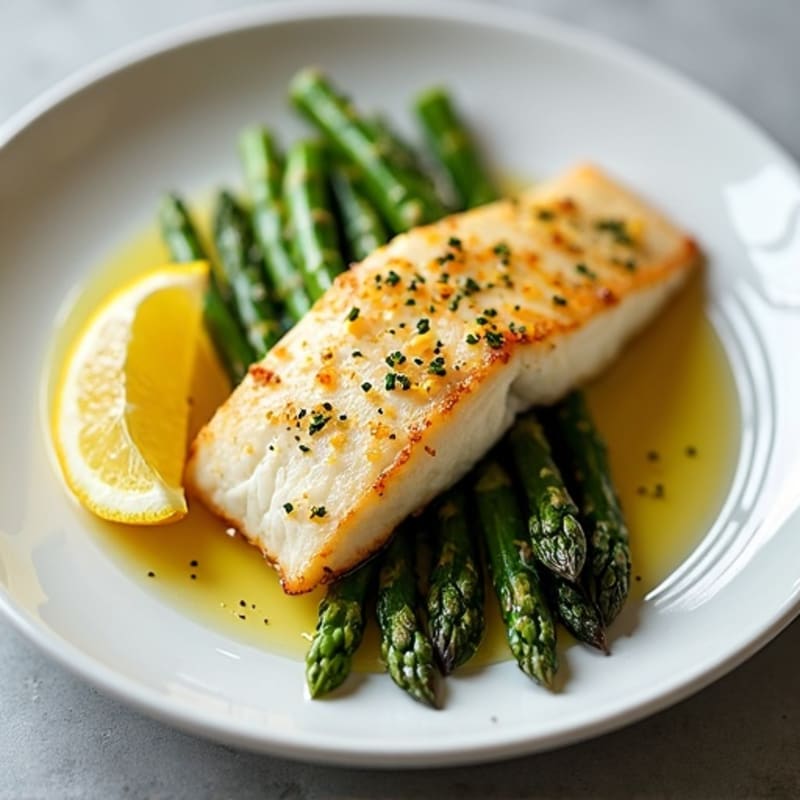 Lemon Garlic Pan-Seared Tilapia with Roasted Asparagus