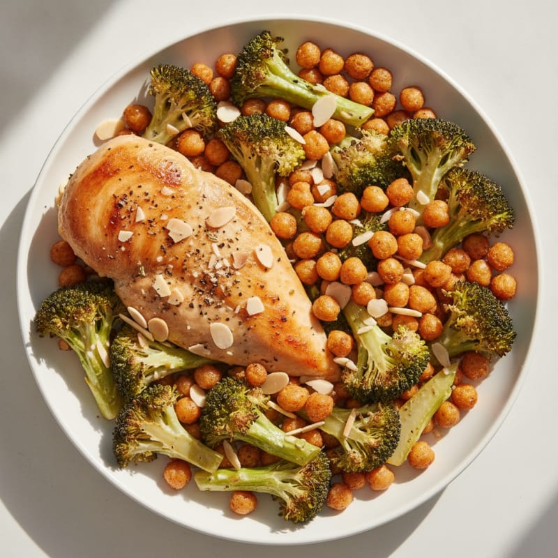 Herb-Baked Chicken with Roasted Broccoli and Chickpeas