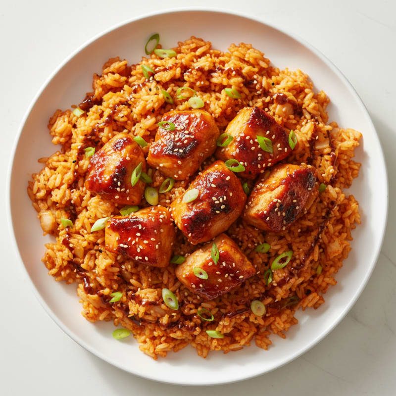 Gochujang Chicken with Kimchi Fried Rice