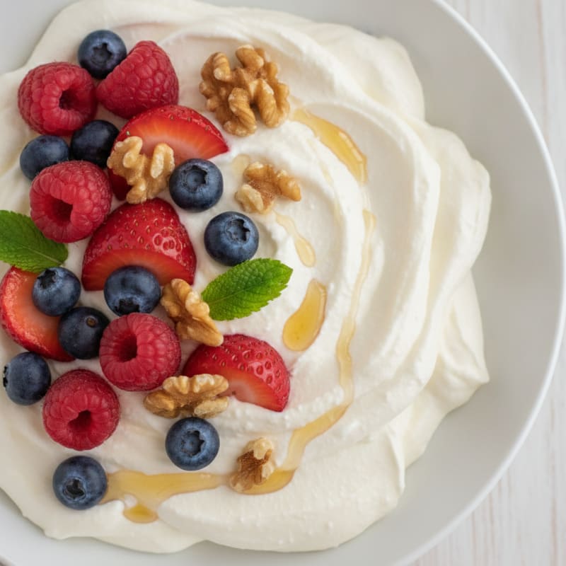 Greek Yogurt Protein Mousse with Mixed Berries