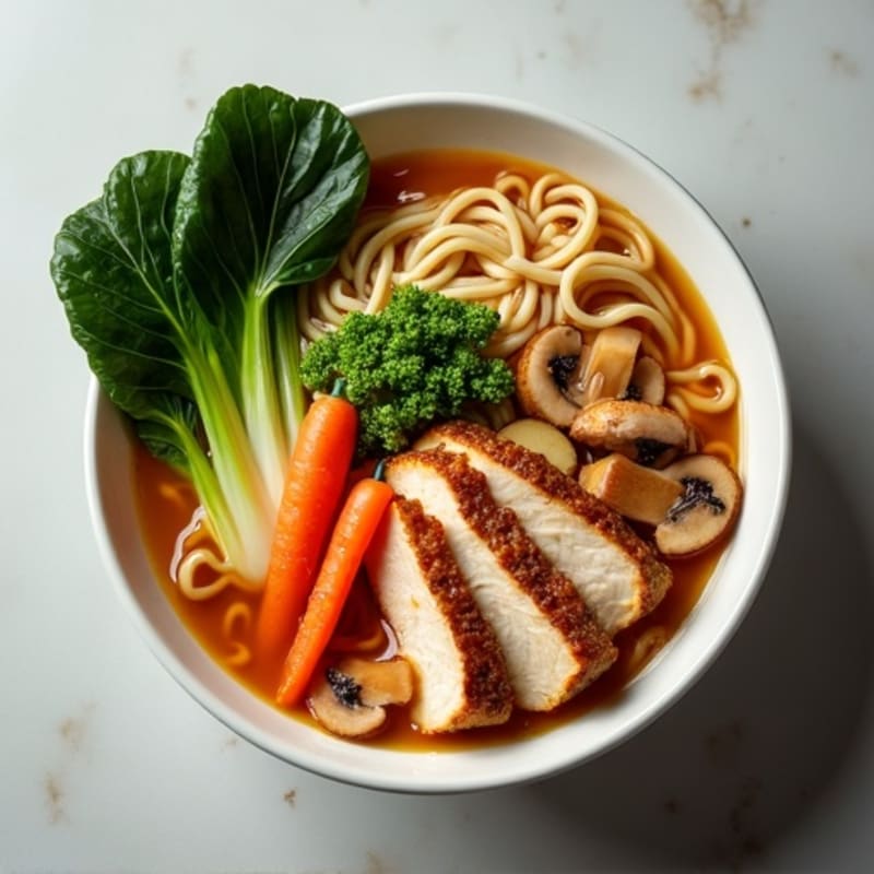 Protein-Packed Miso Chicken Ramen with Fresh Vegetables