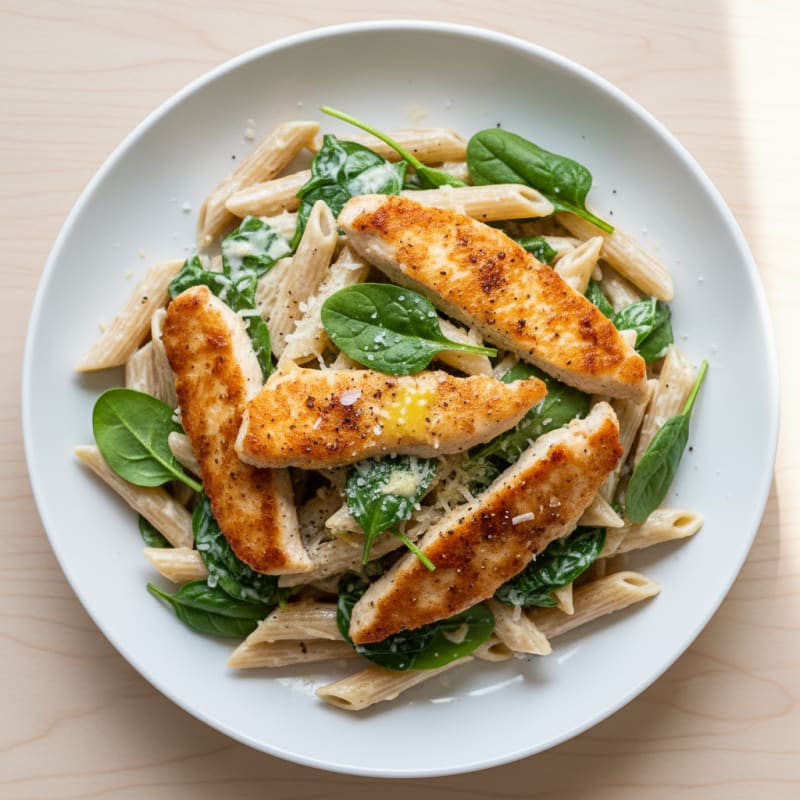 Creamy Garlic Parmesan Pasta with Seared Chicken