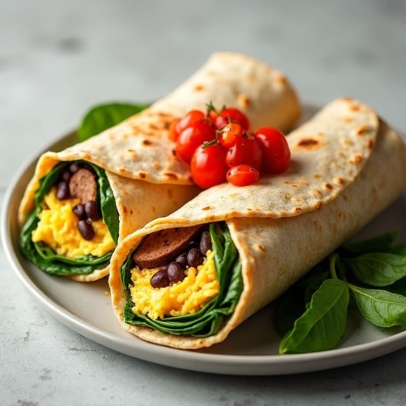 Hearty Scrambled Egg and Black Bean Breakfast Burrito