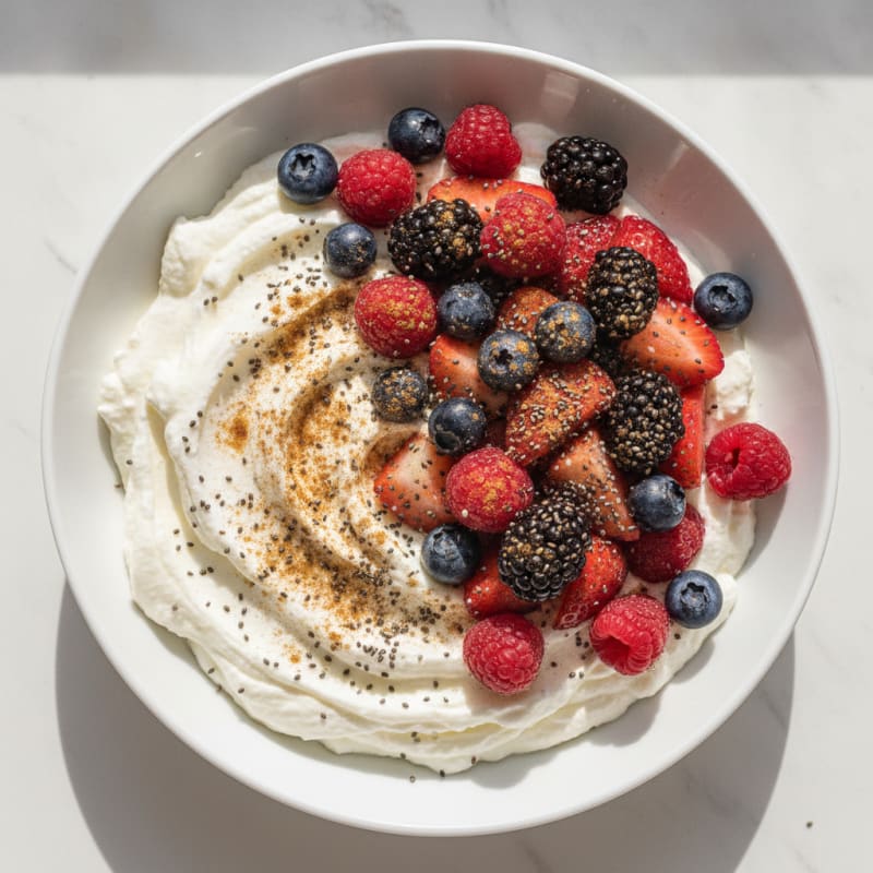 Silky Greek Yogurt Protein Pudding with Mixed Berries