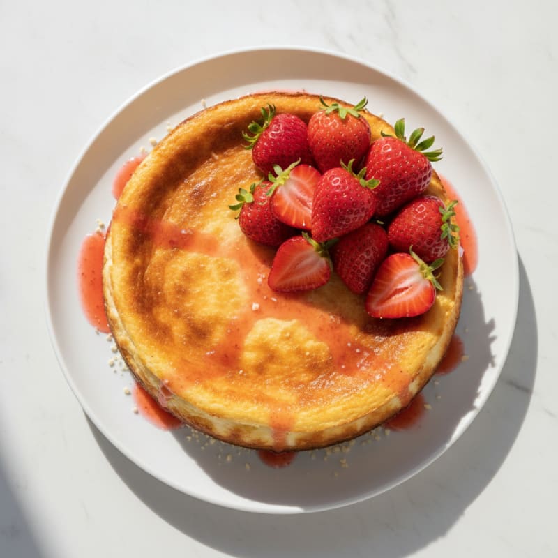 Creamy Cottage Cheese Protein Cheesecake with Fresh Strawberries