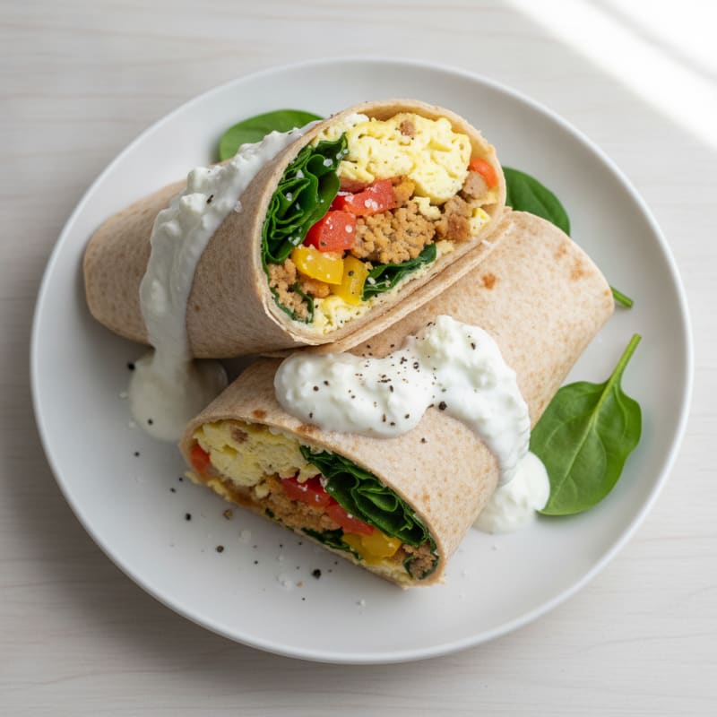 Baked Eggs and Veggie Breakfast Wrap