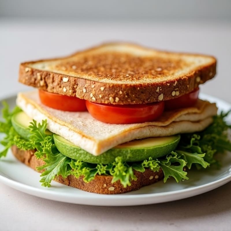Fresh Turkey and Avocado Sandwich with Crunchy Greens