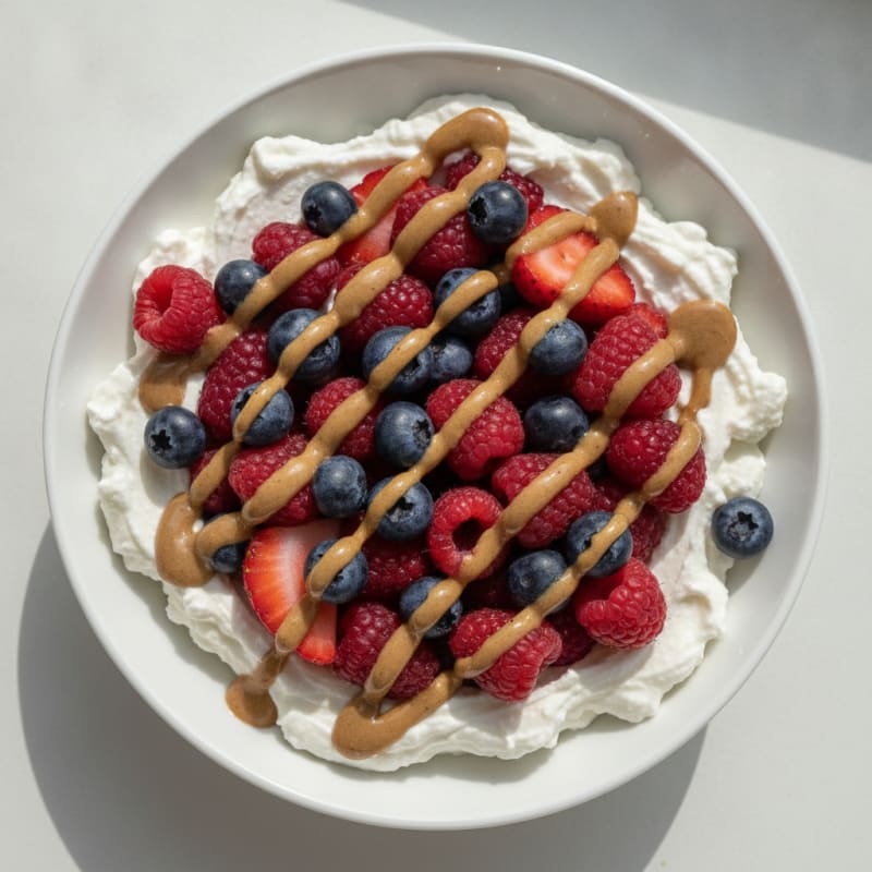 Greek Yogurt Protein Parfait with Mixed Berries and Almond Butter