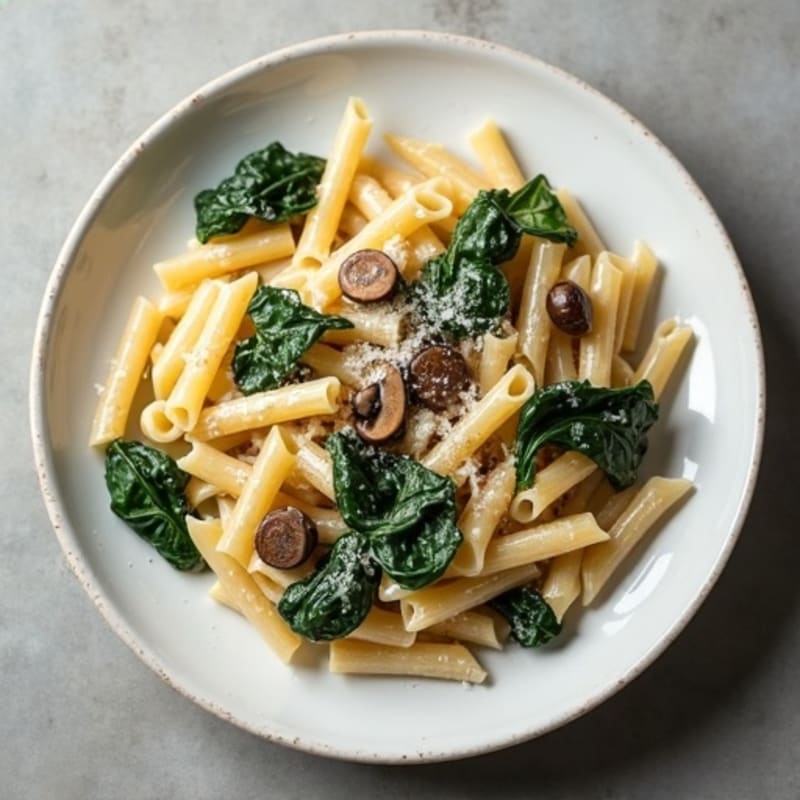 Creamy Truffle Mushroom Pasta with Fresh Spinach