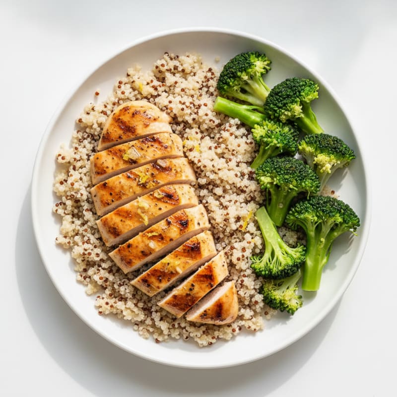 Grilled Chicken Breast with Quinoa and Steamed Broccoli