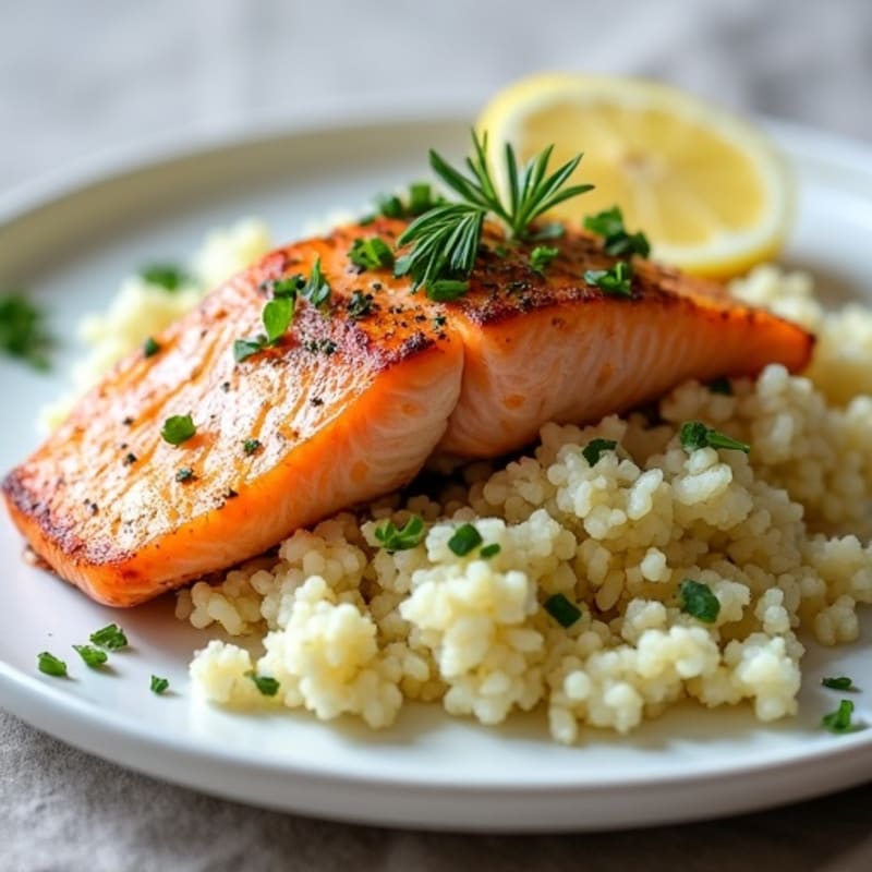 Herb-Roasted Salmon with Cauliflower Rice
