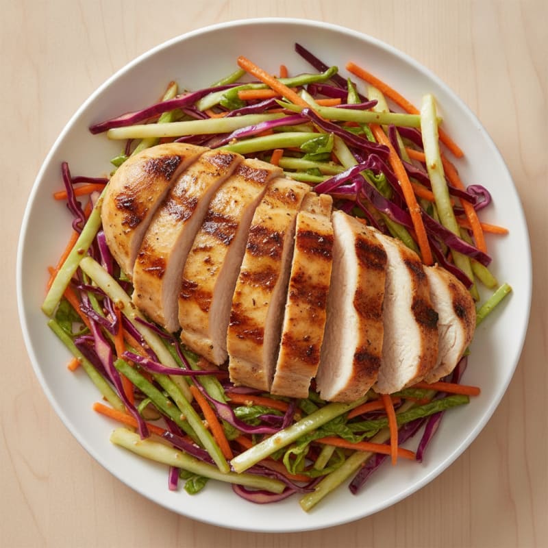 Grilled Chicken Breast with Crunchy Cabbage Slaw