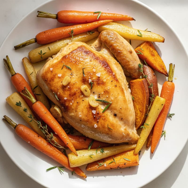 Garlic Herb Roasted Chicken with Root Vegetables
