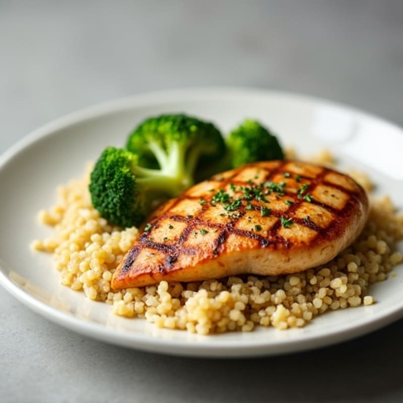 Grilled Chicken Breast with Quinoa and Steamed Broccoli