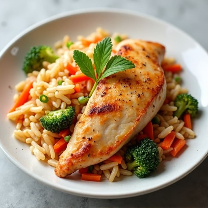 Healthy Chicken Fried Rice with Crispy Vegetables