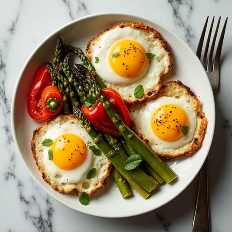 Sheet Pan Eggs with Roasted Asparagus and Bell Peppers