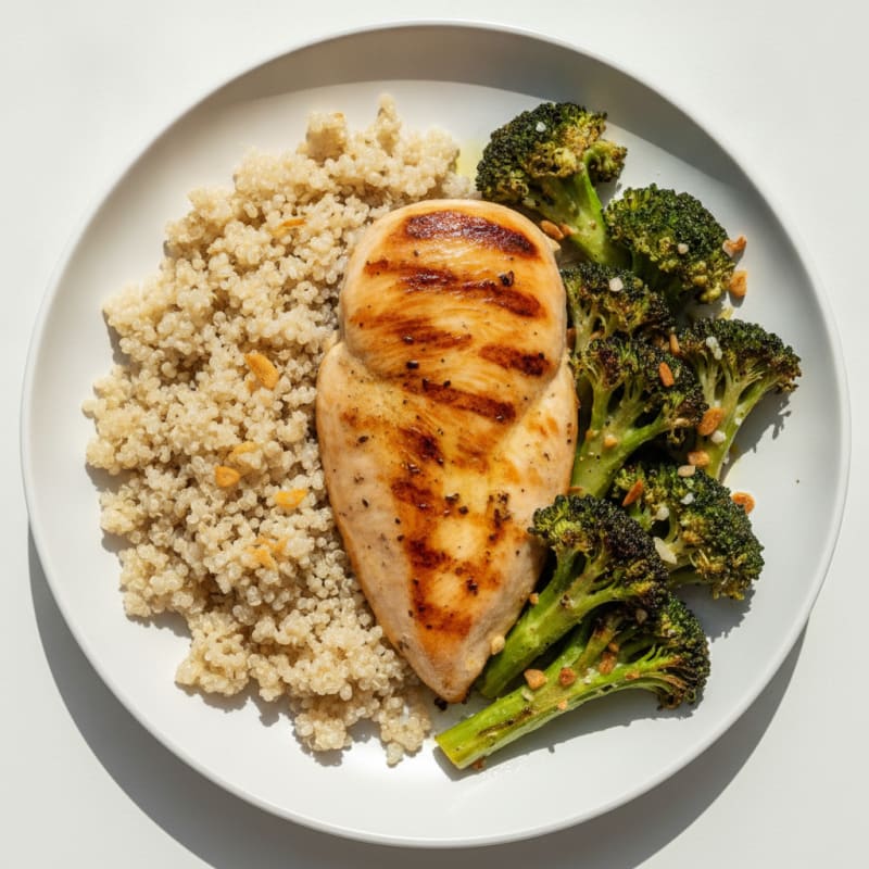 Grilled Chicken Breast with Roasted Broccoli and Quinoa
