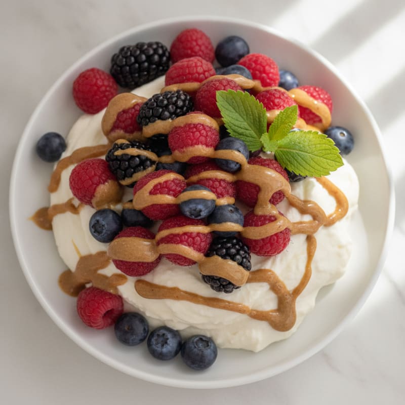 Greek Yogurt Protein Mousse with Mixed Berries