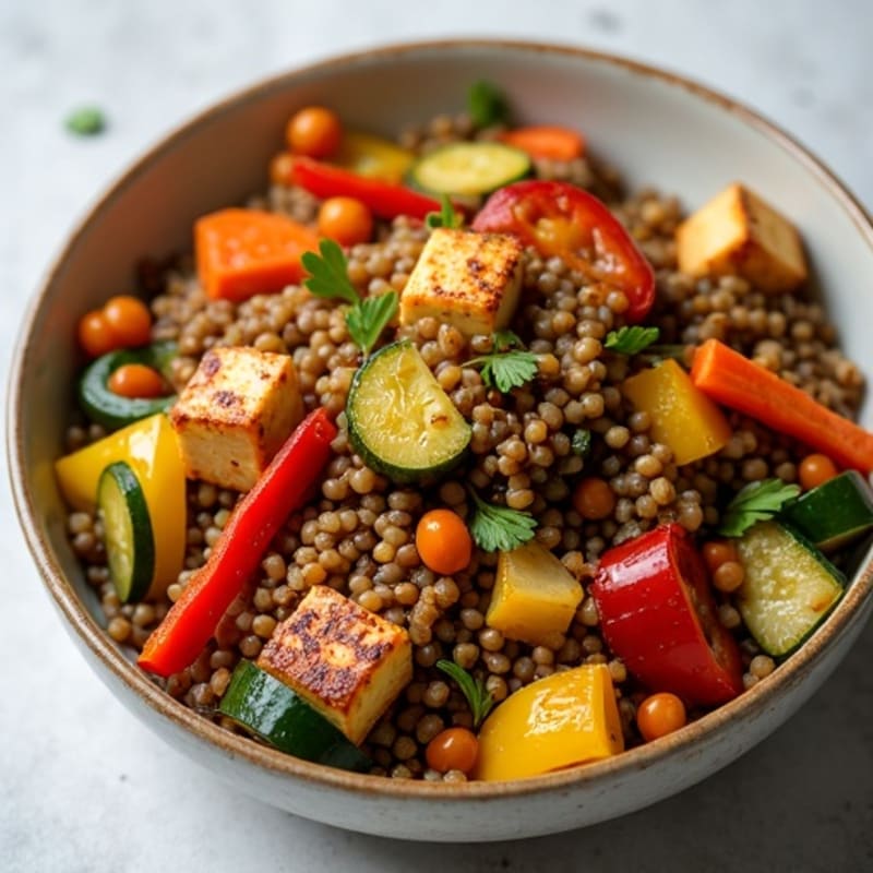 Hearty Spiced Lentils with Roasted Seasonal Vegetables