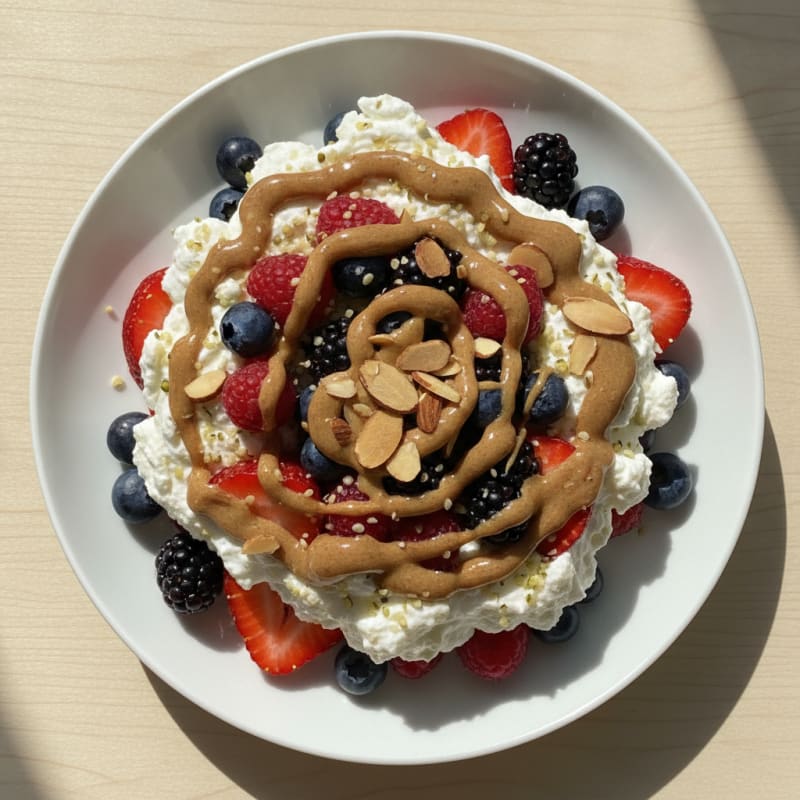 Greek Yogurt Protein Parfait with Mixed Berries and Almond Butter