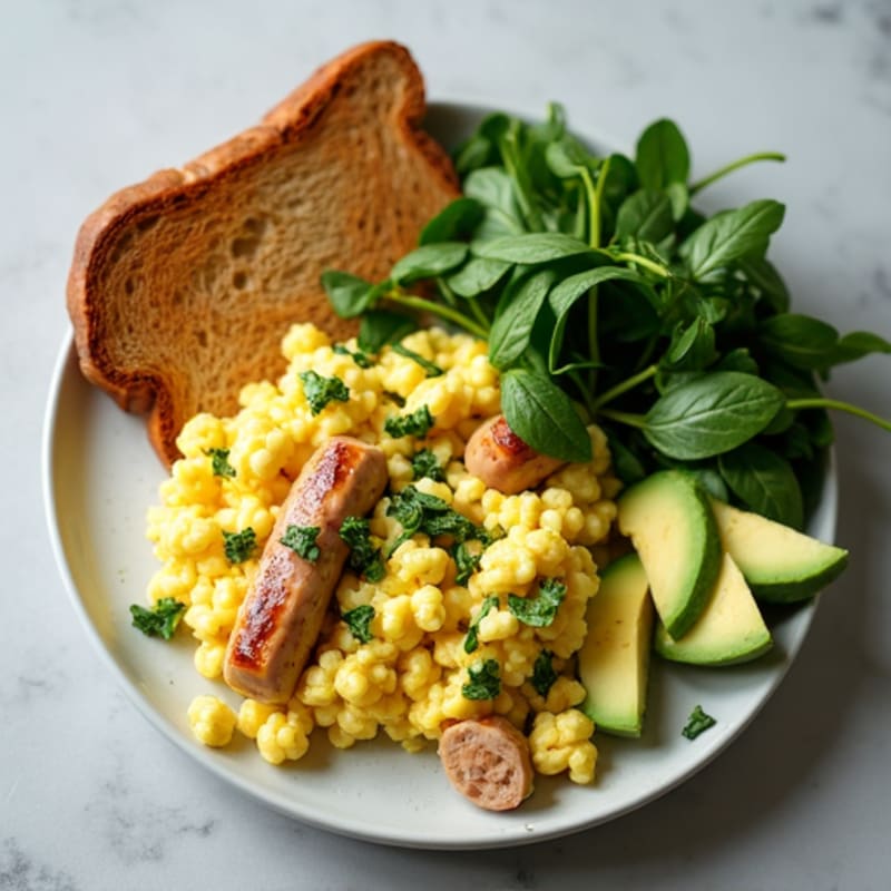 Egg White and Turkey Sausage Scramble with Spinach