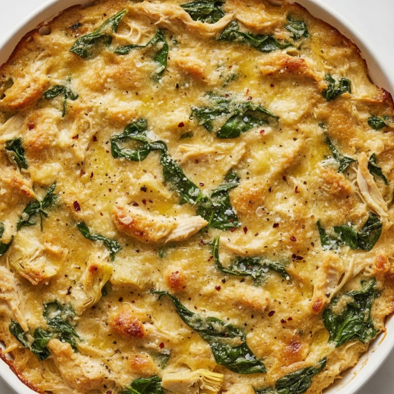 High-Protein Baked Spinach Artichoke Chicken