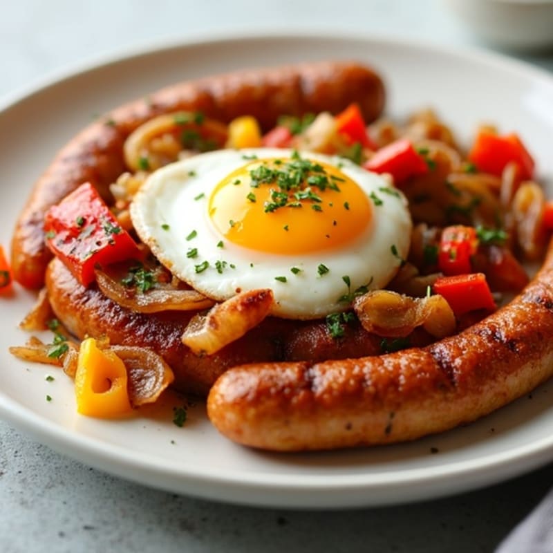 Crispy Sausage with Roasted Bell Peppers and Onions