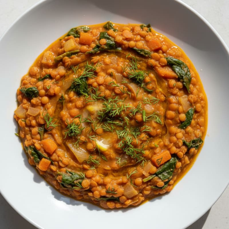 Silky Lentil and Vegetable Stew with Fresh Herbs