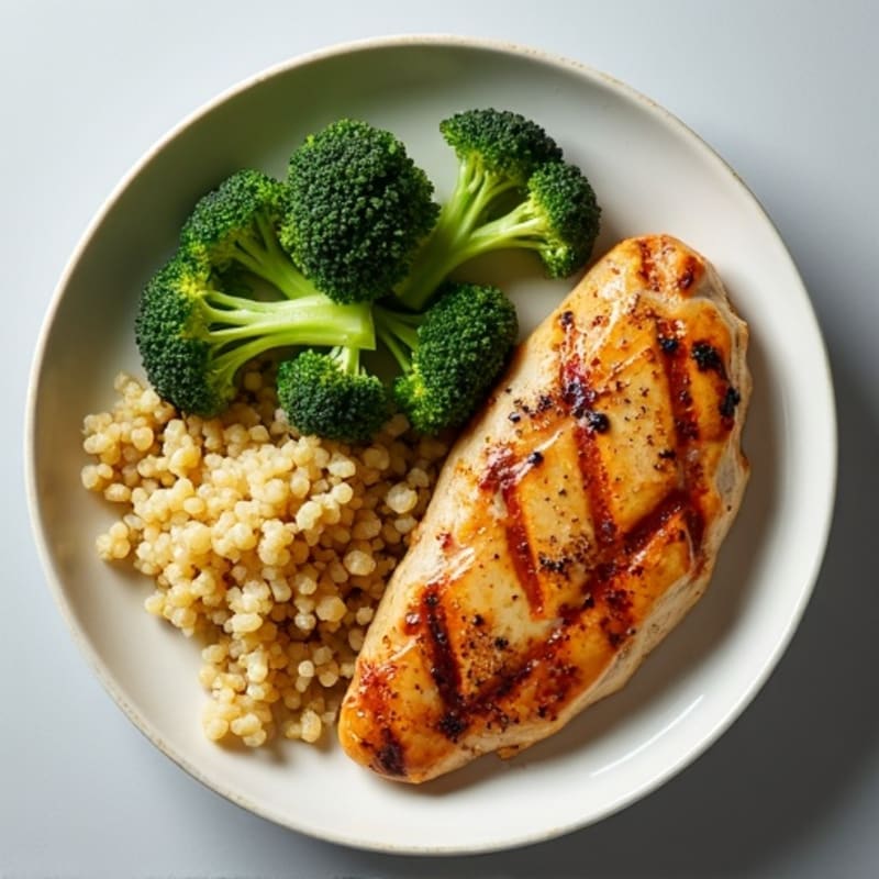 Grilled Chicken Breast with Quinoa and Steamed Broccoli