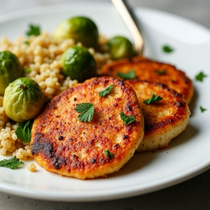 Pan-Seared Harissa-Spiced Turkey Cutlets with Citrus-Herb Quinoa and Crispy Brussels Sprouts