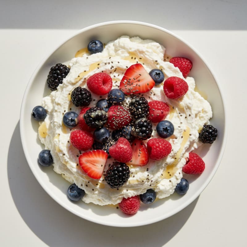 Greek Yogurt Protein Mousse with Mixed Berries