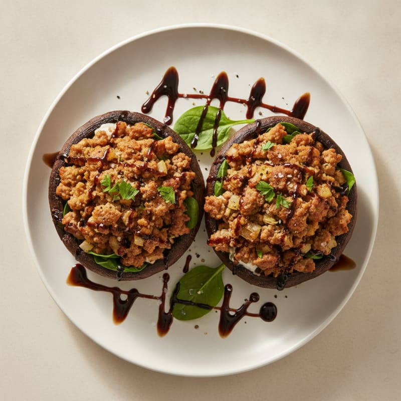 Herb-Stuffed Portobello Mushrooms with Balsamic Glaze