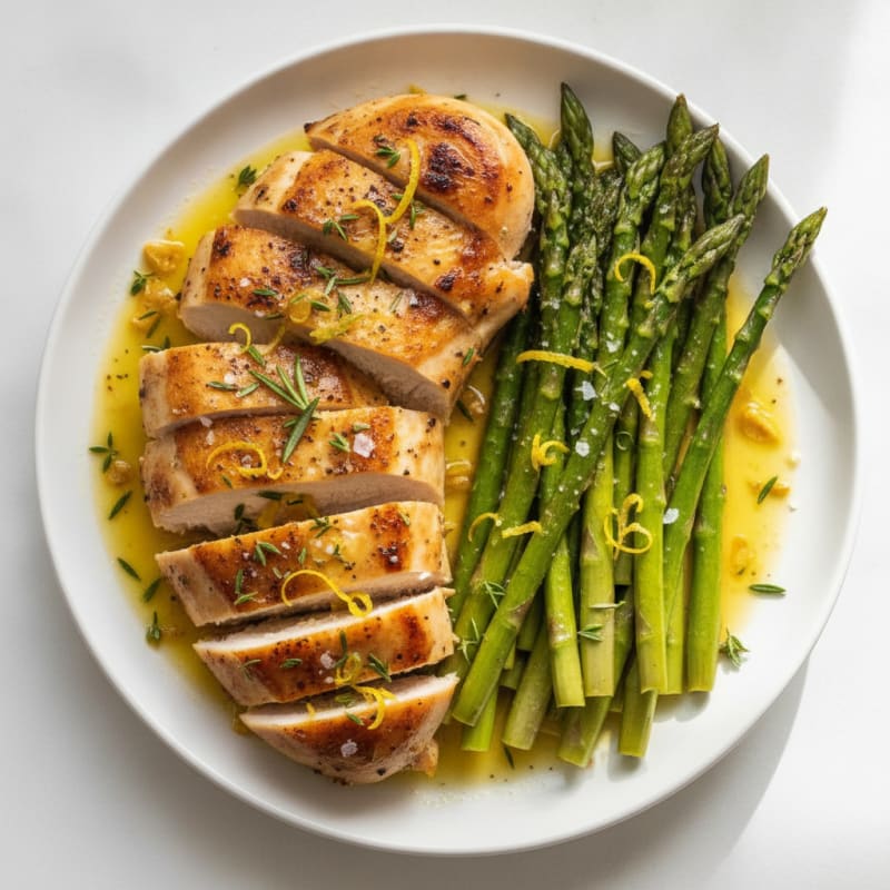 Lemon Herb Roasted Chicken with Asparagus