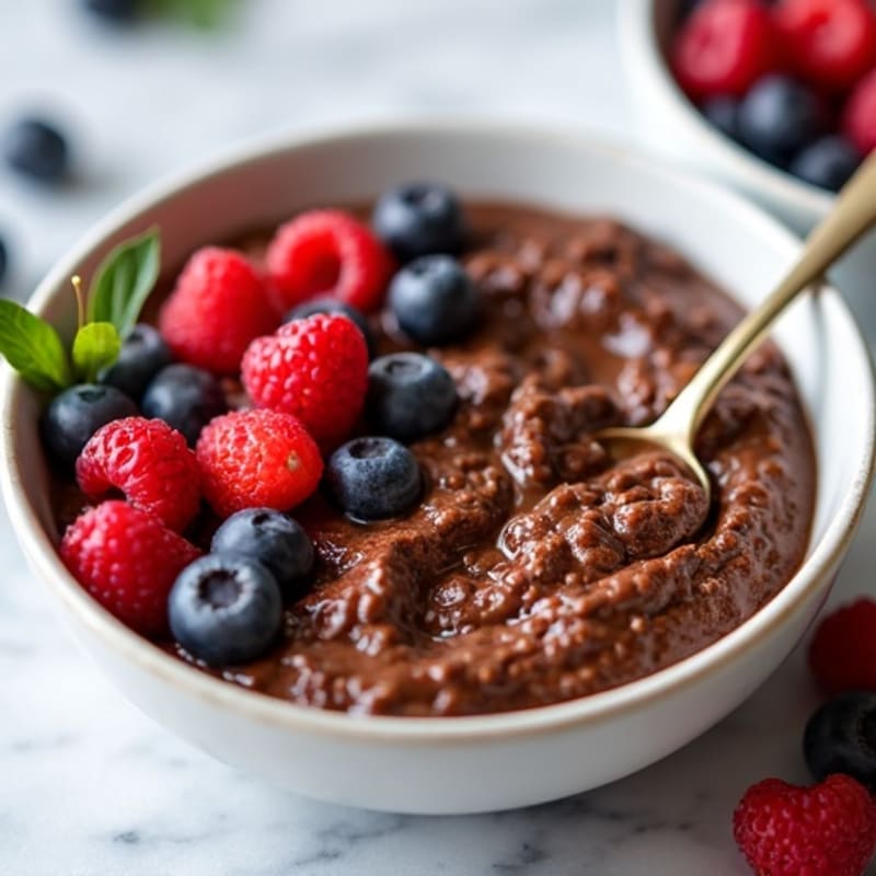 Rich Chocolate Protein Oatmeal with Fresh Berries