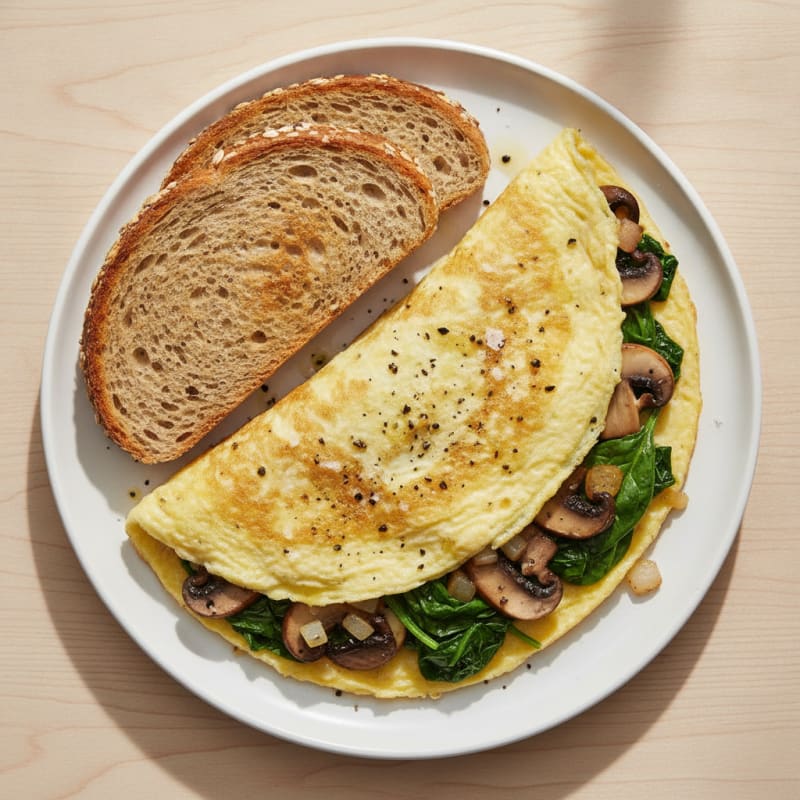 High-Protein Mushroom and Spinach Omelette