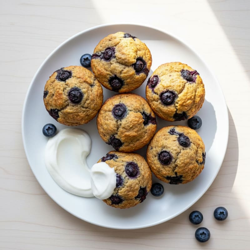 Fluffy Greek Yogurt Protein Muffins with Blueberries