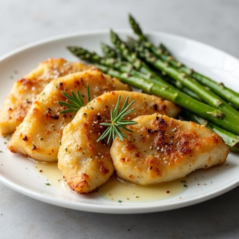 Crispy Garlic Roasted Potatoes with Lemon Herb Chicken and Roasted Asparagus
