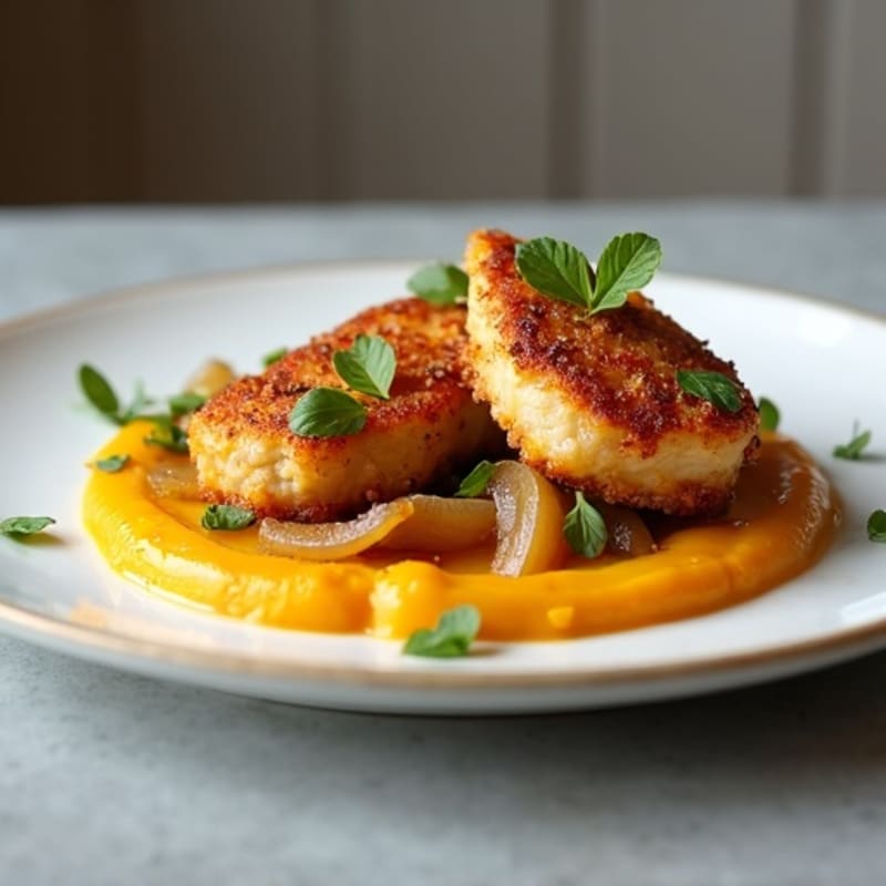 Crispy Chicken with Caramelized Onion and Creamy Butternut Squash