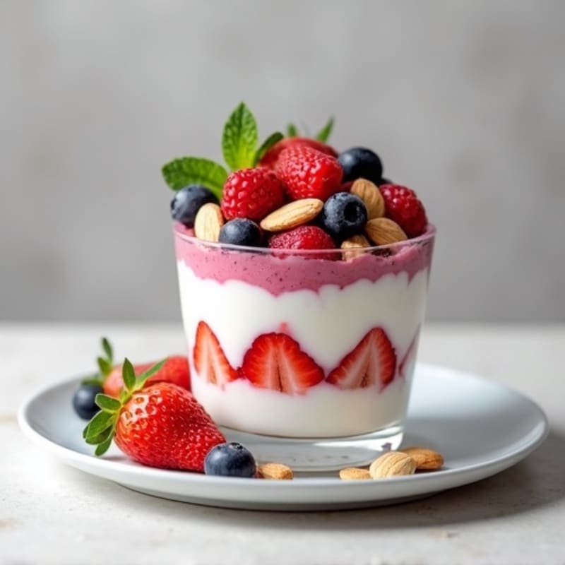 Greek Yogurt Protein Parfait with Berries and Almonds