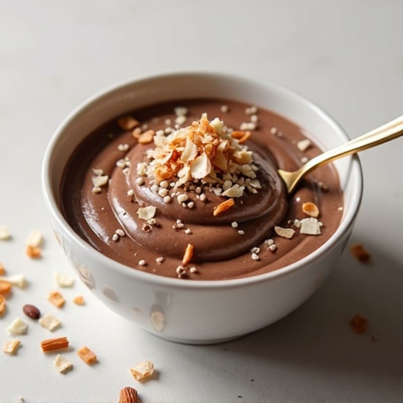 Silky Chocolate Protein Pudding with Toasted Coconut