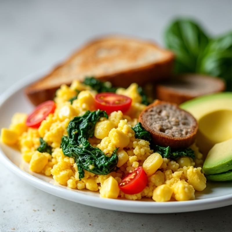 Egg White and Turkey Sausage Scramble with Spinach