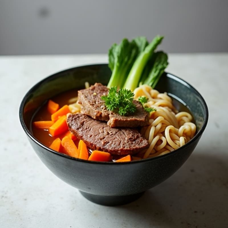 Tender Beef Noodle Soup with Fresh Herbs