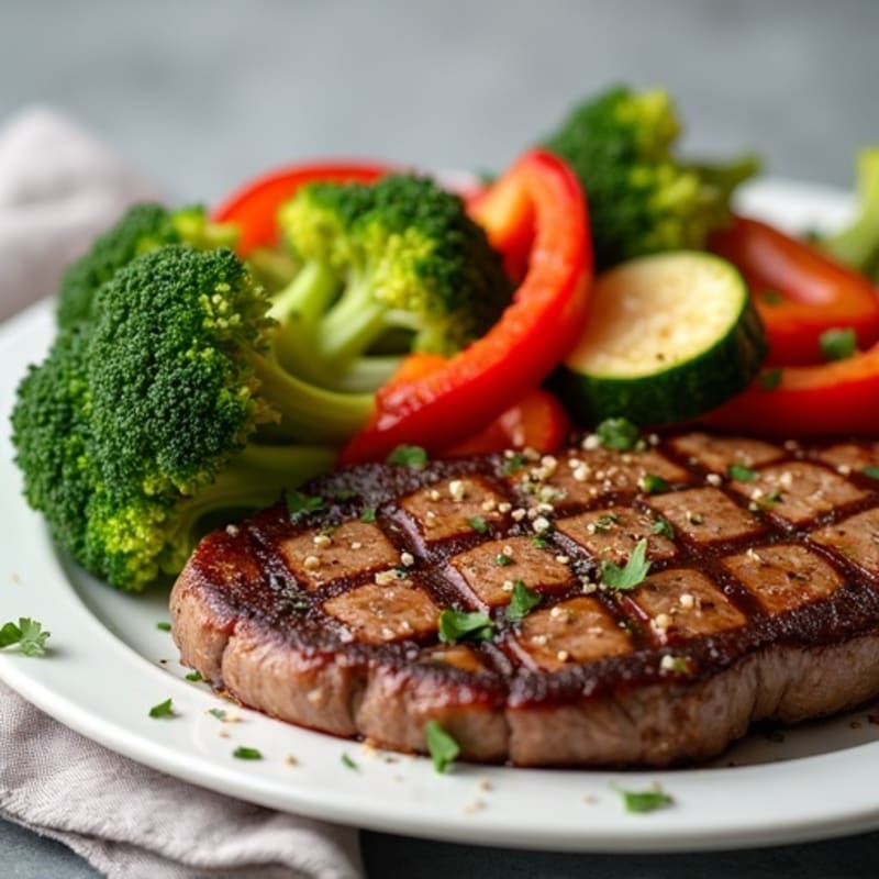 Juicy Pan-Seared Steak with Garlic Herb Roasted Vegetables