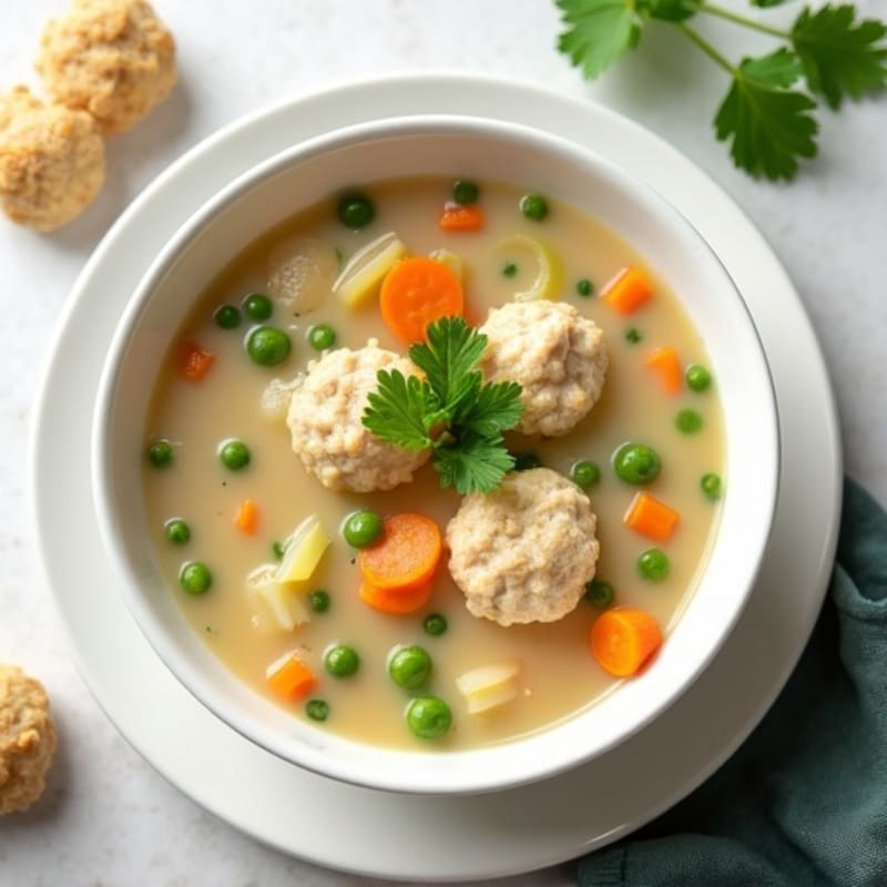 Creamy Chicken and Vegetable Soup with Light Herb Dumplings